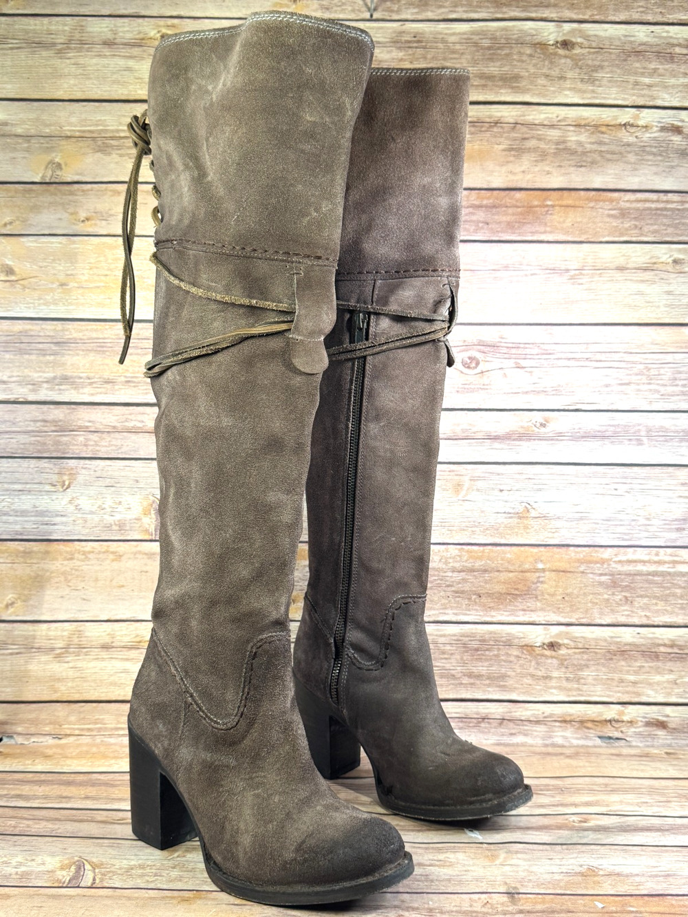 Freebird by Steven Womens Brown Suede Leather Knee High Brock Boots Size 7